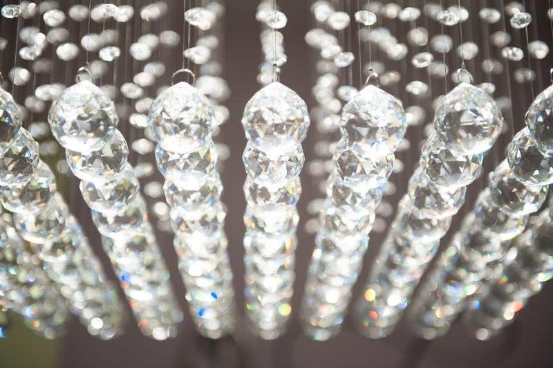 Close-up of crystal chandelier beads